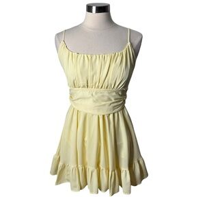 Lucy in the Sky‎ Yellow Ruffle Trim Sleeveless Mini Dress Women's Size Large